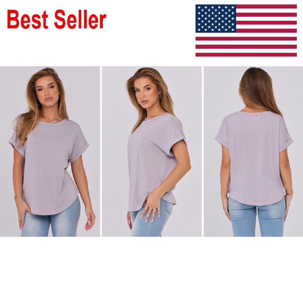 Oversized Short Sleeve Tee Summer Casual Loose Fit Basic Top Chic Minimal - Picture 8 of 8